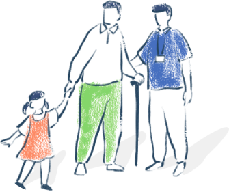 介護士と患者と子供